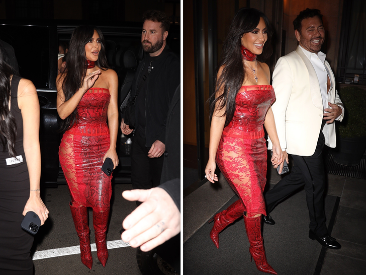 Kim Kardashian in Red Dress During Fashion Week in Milan, Italy