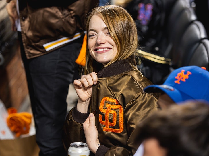 Emma Stone Gets Booed for Wearing Padres Jacket at Mets Home Game