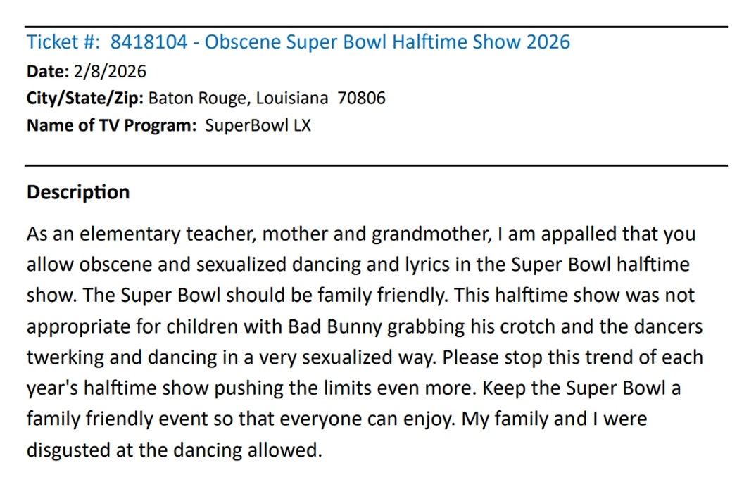 Super Bowl Half Time Complaints 8