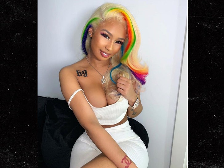 Tekashi 6ix9ines Girlfriend Gets 69 Tattoo And Rainbow Hair Meek Mill