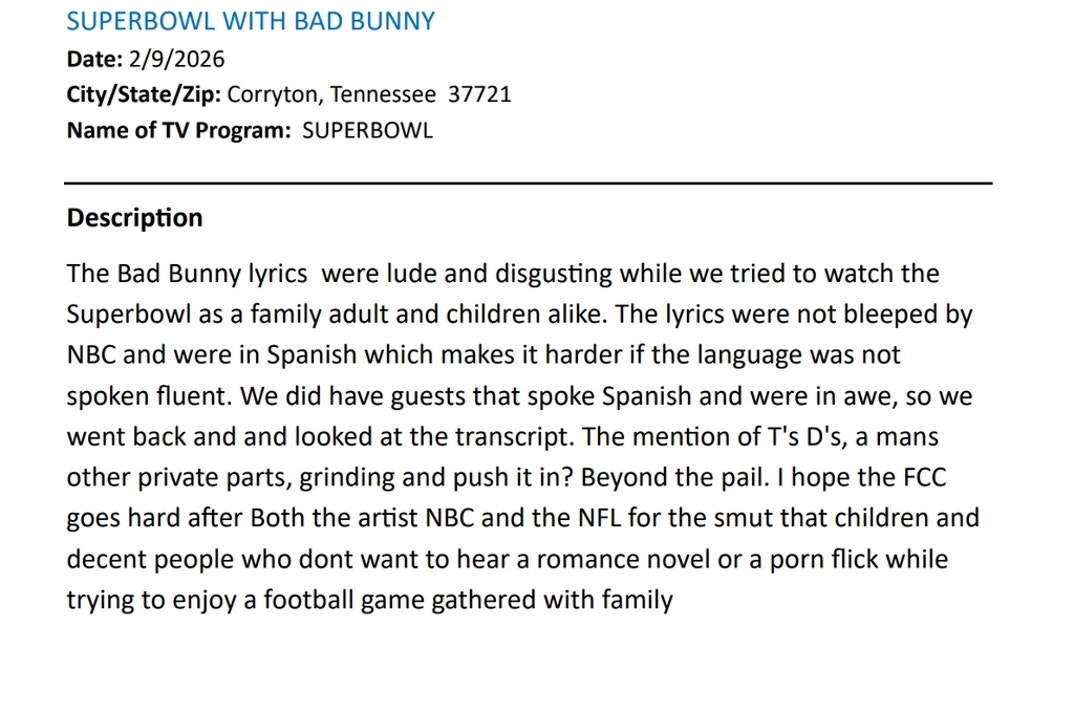 Super Bowl Half Time Complaints 13
