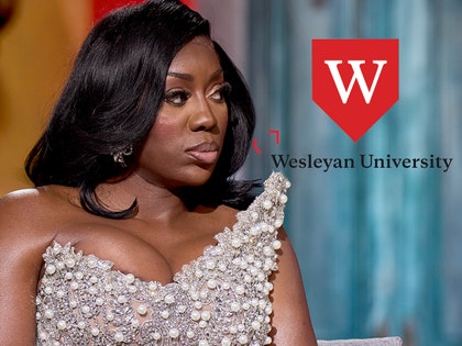 Wendy osefo with a Wesleyan University logo getty
