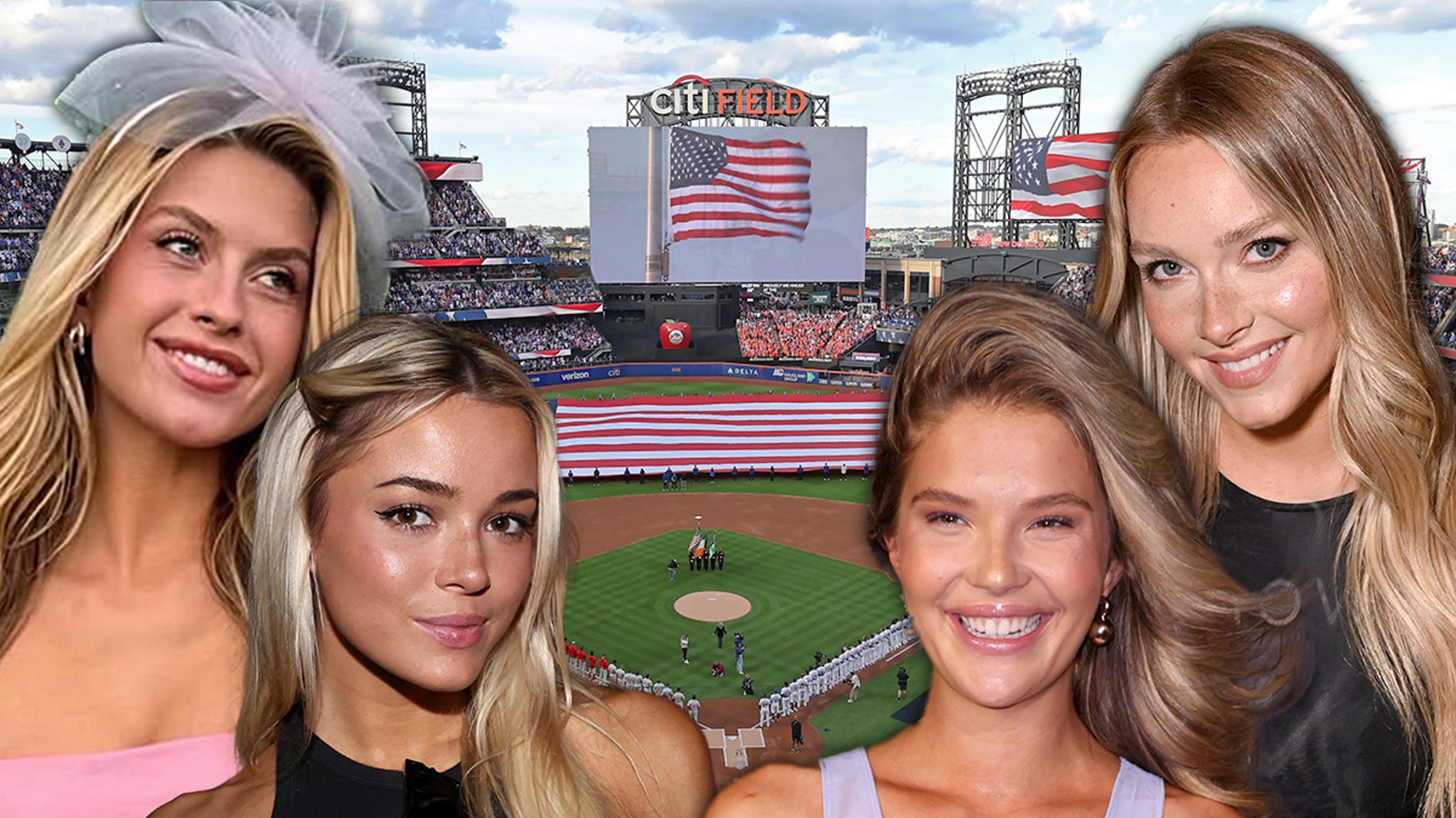 Livvy Dunne, Camille Kostek, S.I. Swim Models Throw First Pitch At Mets Game