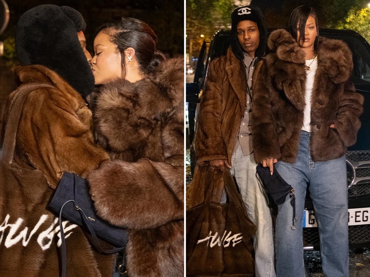 Rihanna and A$AP Rocky Kiss in Paris