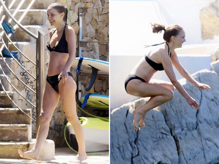 Natalie Portman Cliff Jumping At The Hotel du Cap-Eden-Roc In Cannes