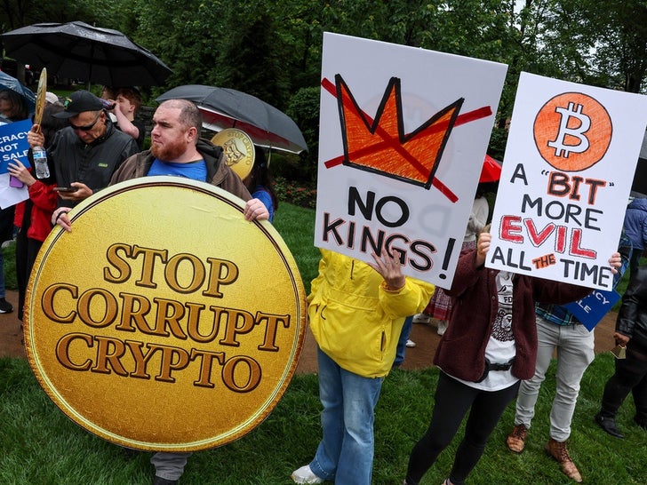 Protesters Against Trump's Crypto Meme Coin