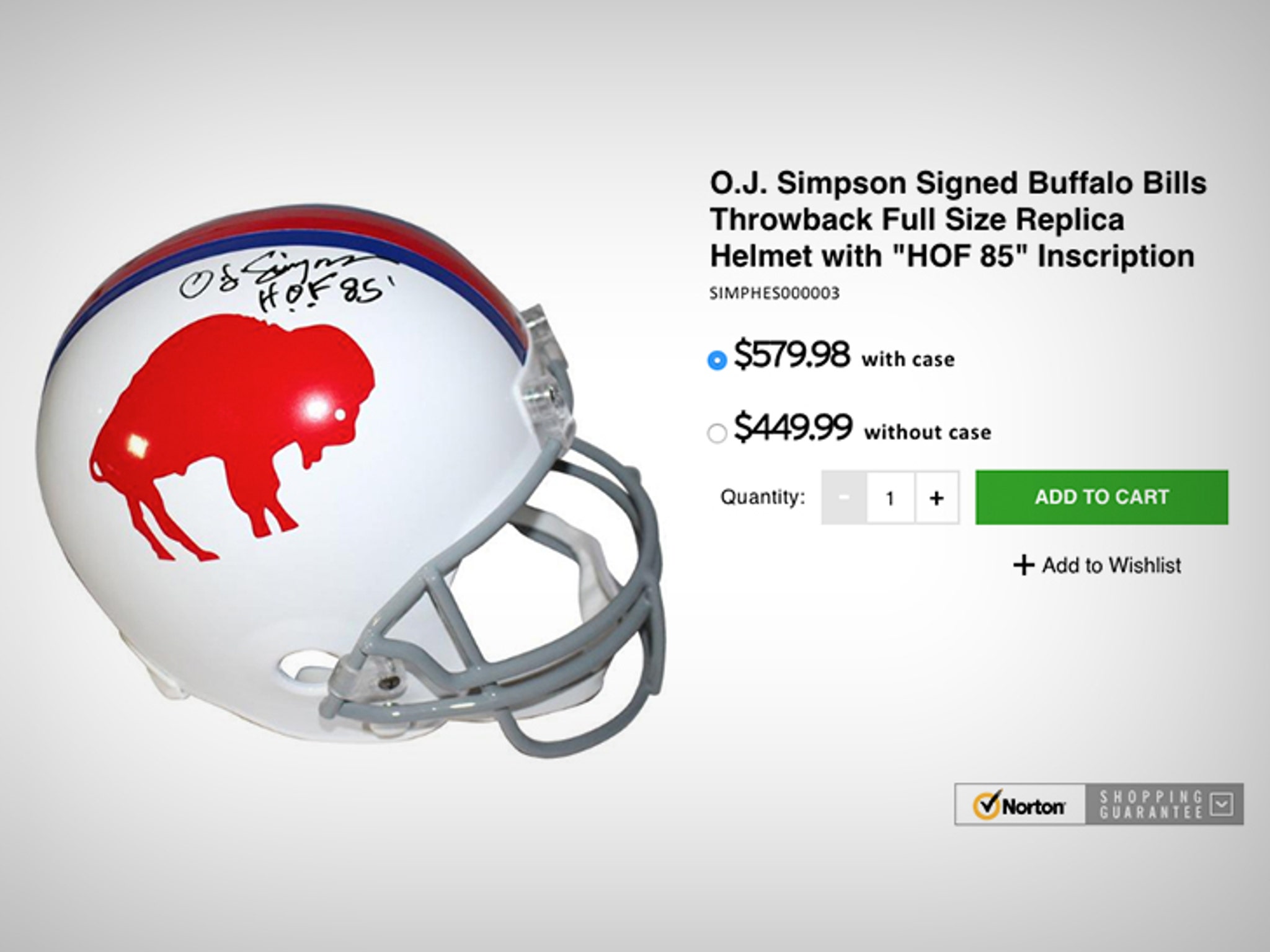 OJ Simpson Authentic Autographed Buffalo Bills Logo Football