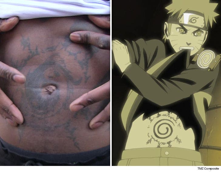 UFC's Israel Adesanya Explains Badass 'Naruto' and 'Avatar' Tats :: 1102-israel-adesanya-naruto-stomach-tmz-4