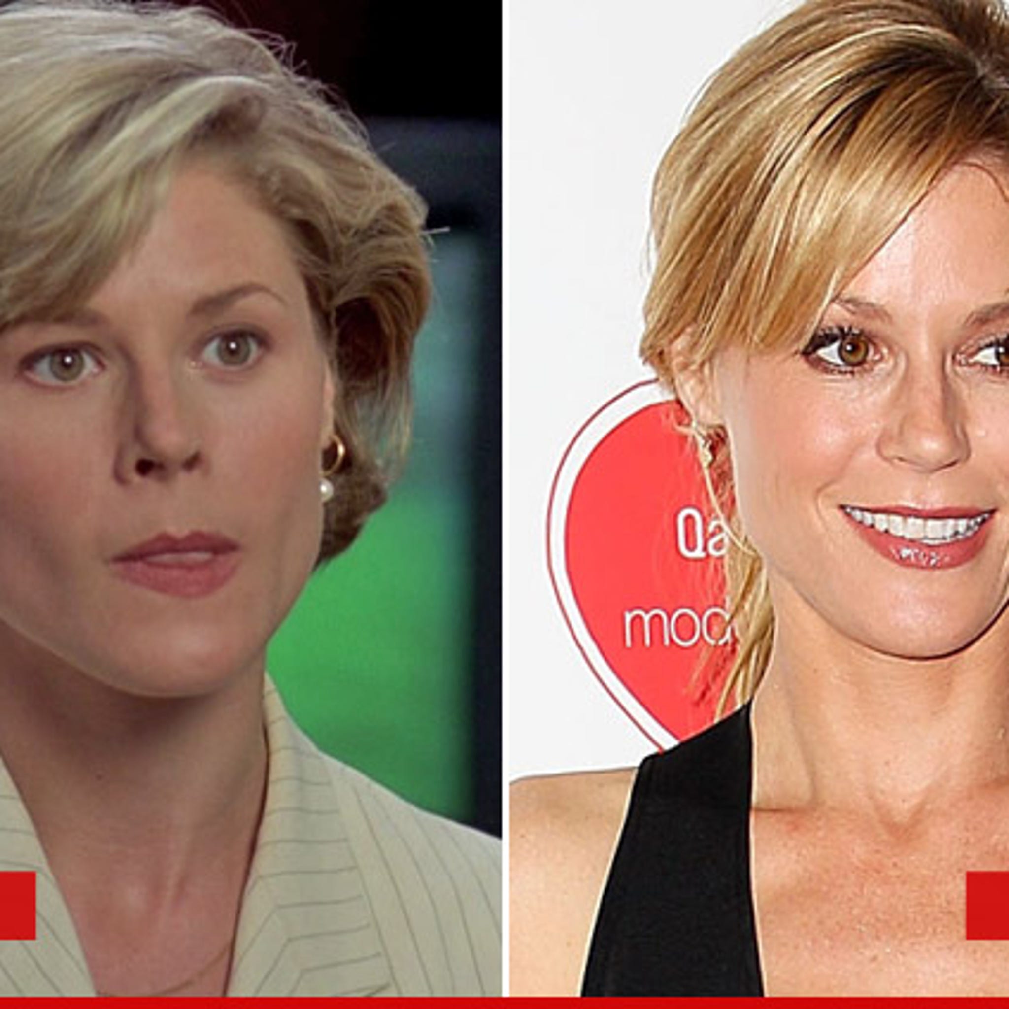 Julie Bowen wearing her hair in a loose knot at the nape of her neck