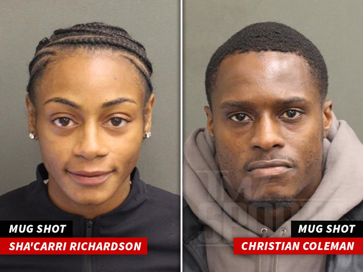 sha'carri richardson christian coleman mug shot split sub swipe