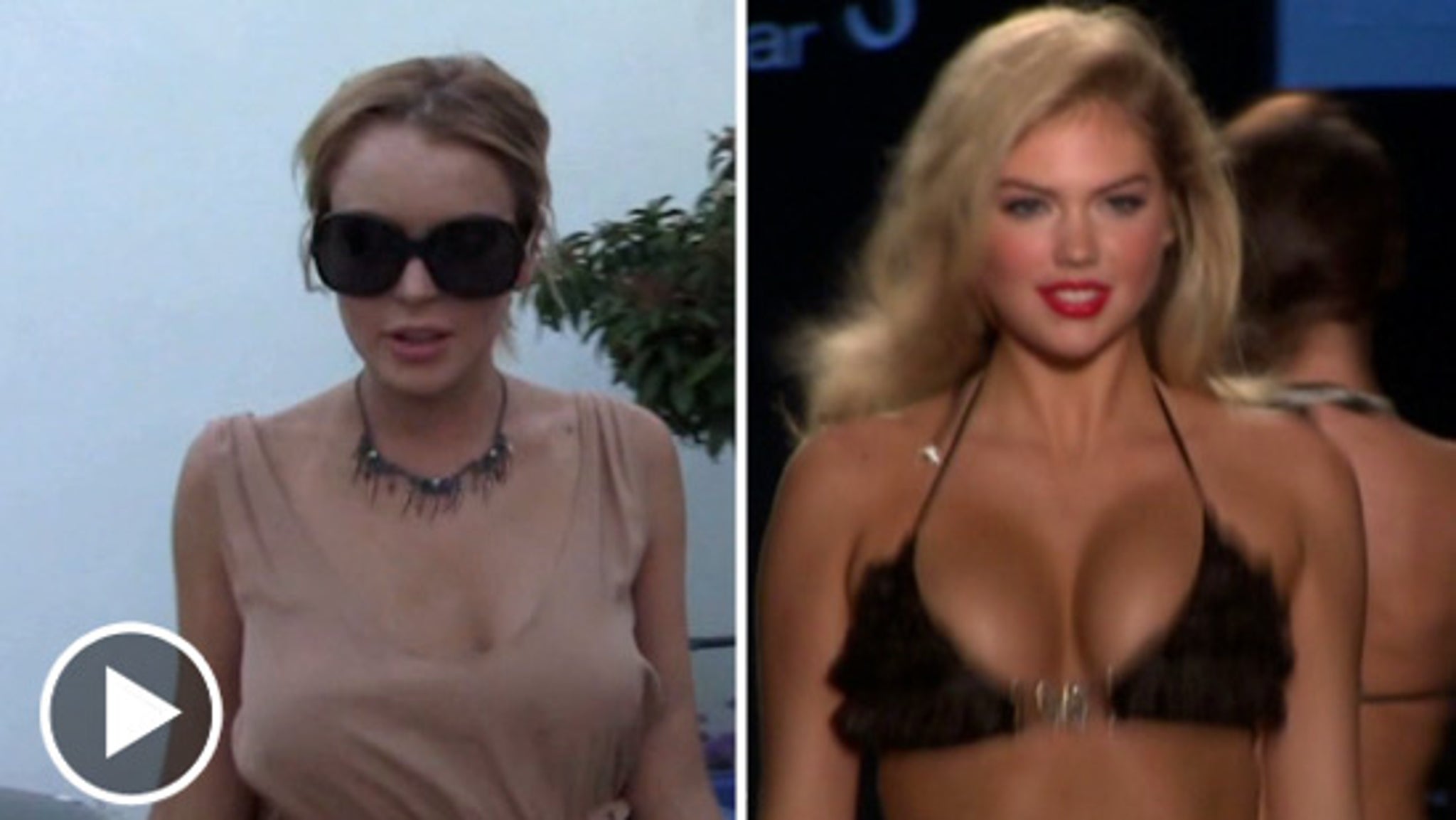 Mordrin tommelfinger Se venligst Lindsay Lohan vs. Kate Upton -- You Can't Look Away from Bouncy Showdown