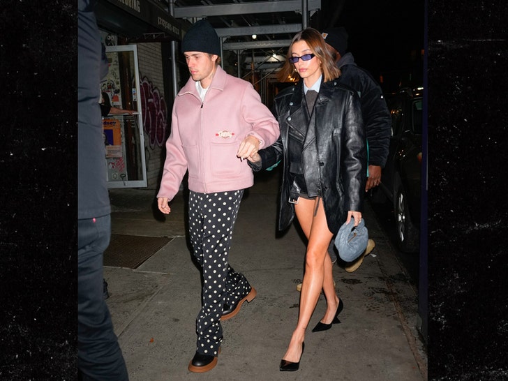 justin Bieber and Hailey Bieber head to dinner in New York City.