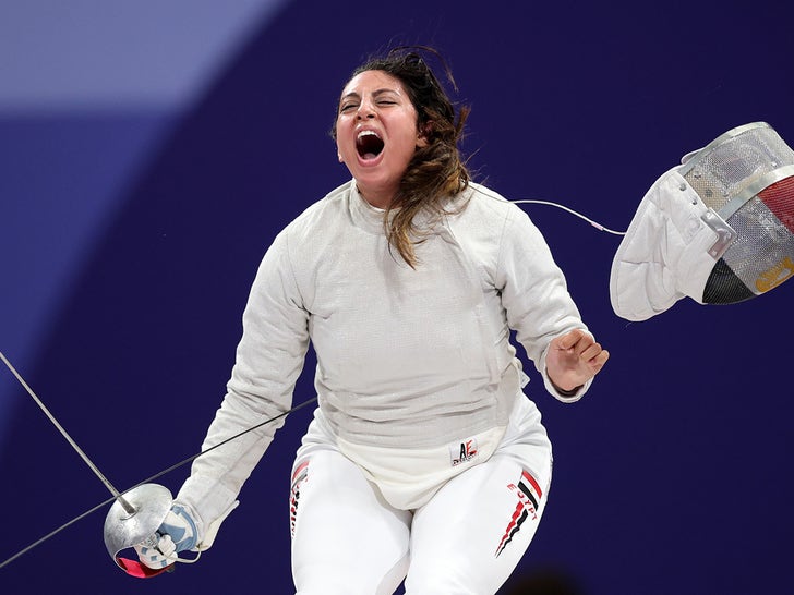 Nada Hafez Competing In Fencing During The 2024 Olympics