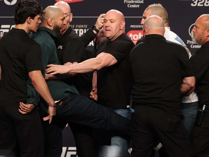 sub Khamzat Chimaev of Russia kicks Sean Strickland during a face off  getty