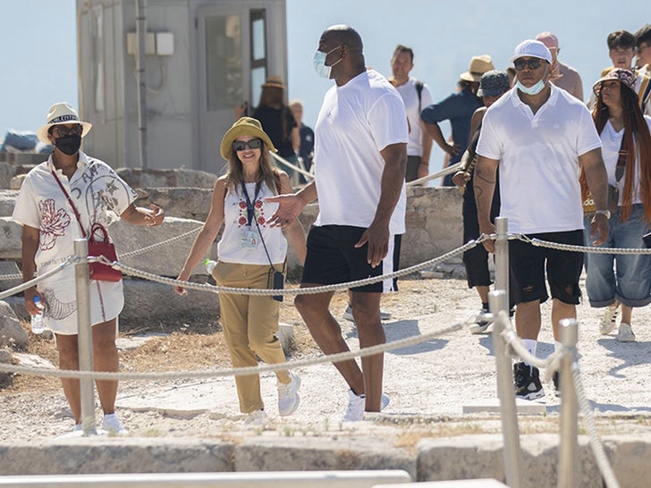 Magic Johnson and Family Show Off 'Commanders Swag' on Vacation in Greece