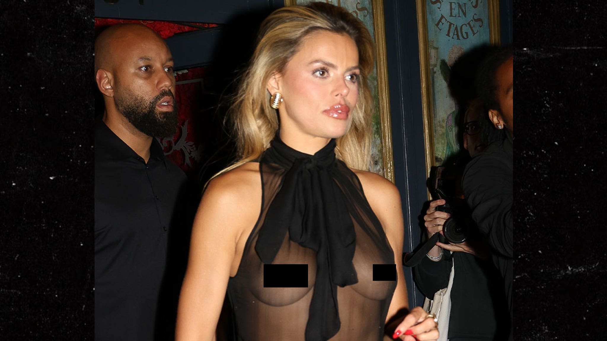 Brooks Nader Wearing See-Through Top in Paris