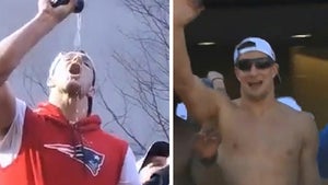 Rob Gronkowski Chugs Beers, Ditches Shirt at Patriots Super Bowl Parade