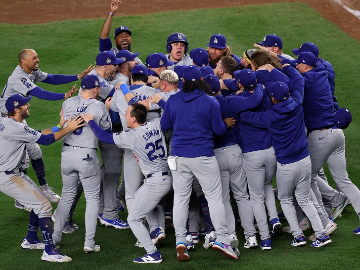 Dodgers Rush The Field After Winning The World Series