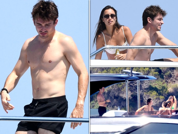 Charles Leclerc Cools Off on Yacht in Sardinia