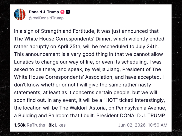 sub donald trump correspondance dinner truth social