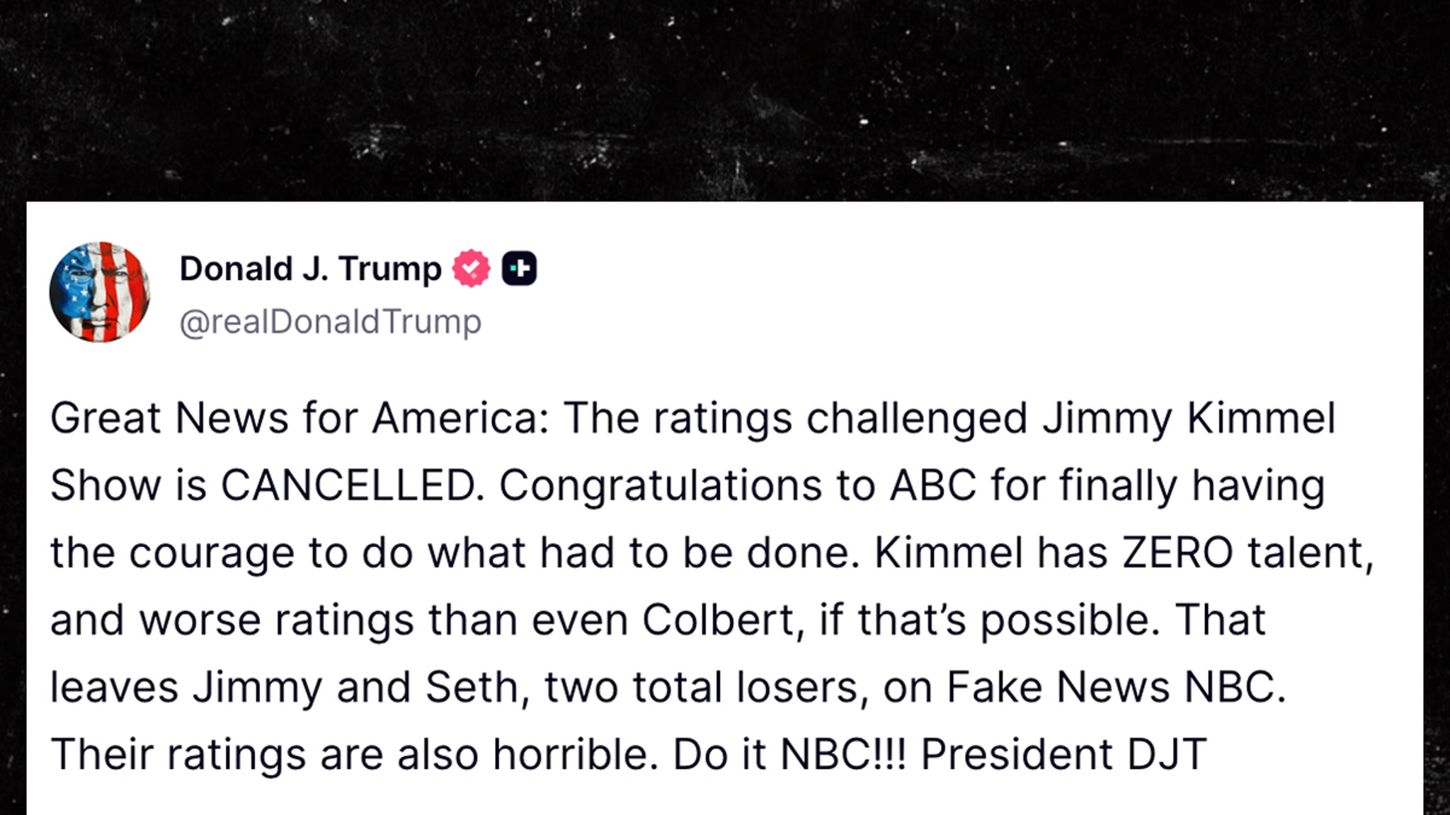 Donald Trump Calls Jimmy Kimmel a Talentless Bum, Wants Him Fired