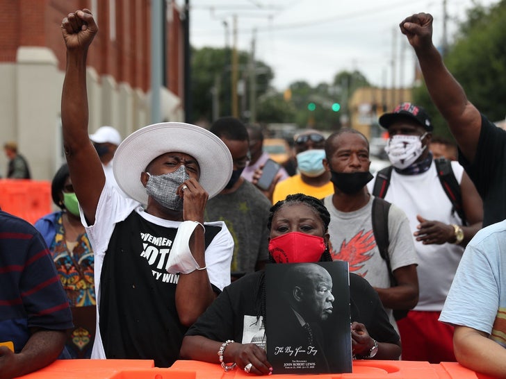 People Gather Outside John Lewis' Funeral In Atlanta