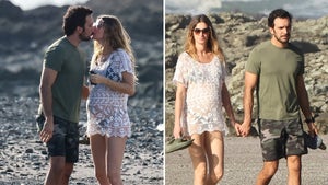 Gisele Bundchen Kissing Joaquim Valente On A Beach In Costa Rica With Her Pregnant Belly Showing