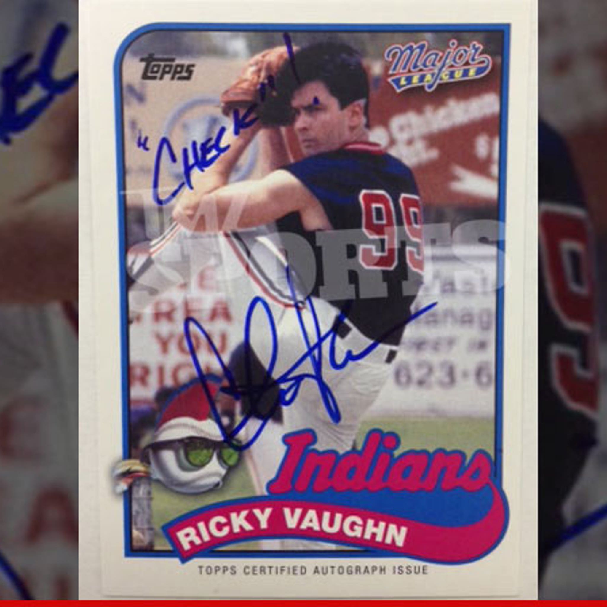 Charlie Sheen Signed Major League Ricky Vaughn Jersey Autographed JSA COA