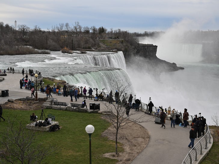 People Gather At Niagra Falls For The Eclipse