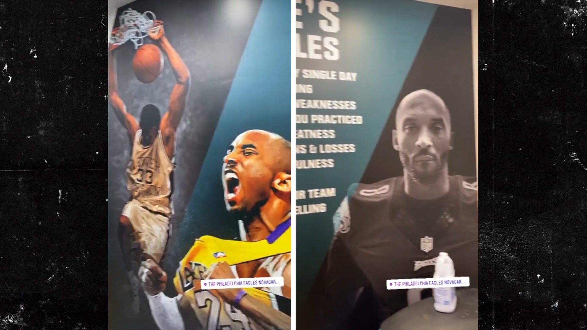 Very superstitious Eagles fan Kobe Bryant performs Philadelphia fight song