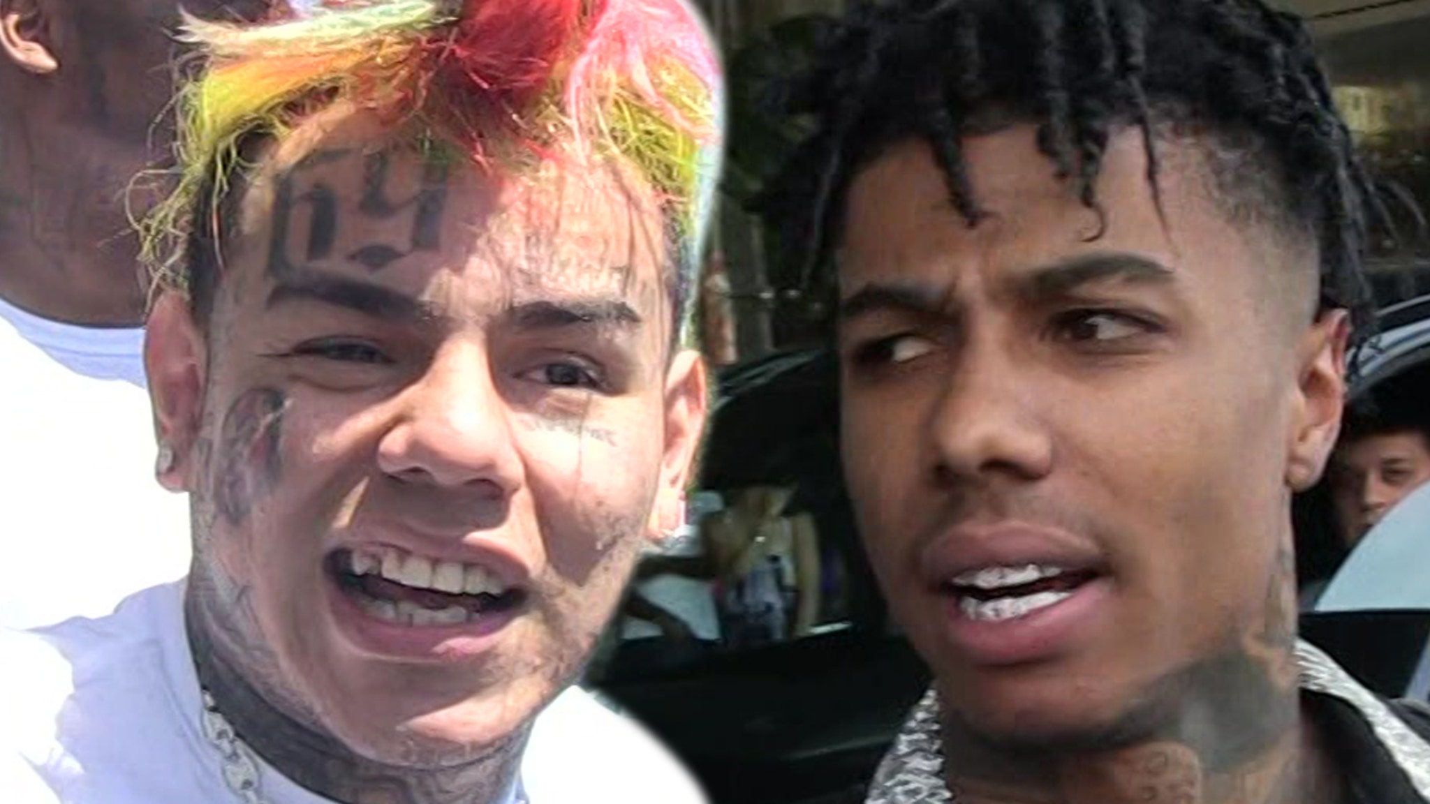 Tekashi69 Trolls Blueface por dejar el nombre del joyero estampado en su cabeza