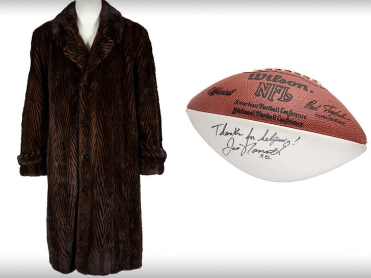 Framed Joe Namath Autograph Promo Print - New York Jets- Fur Coat