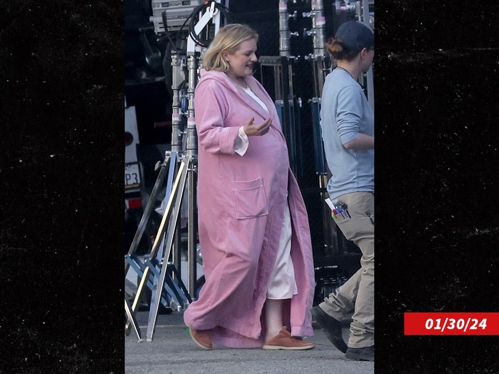 Elisabeth Moss on set of new film called Shell