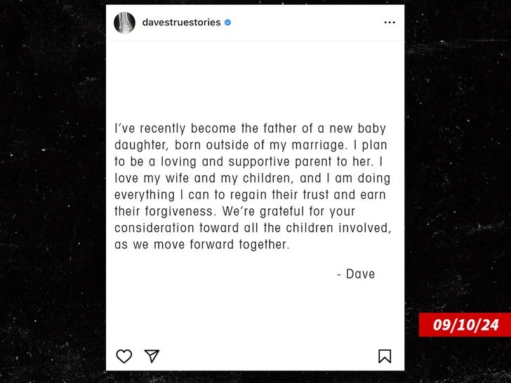 Post from Dave Grohl about the baby.