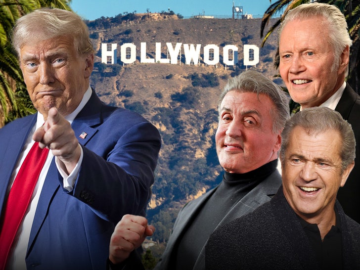 donald trump  Jon Voight, Mel Gibson, and Sylvester Stallone hollywood main getty composite.