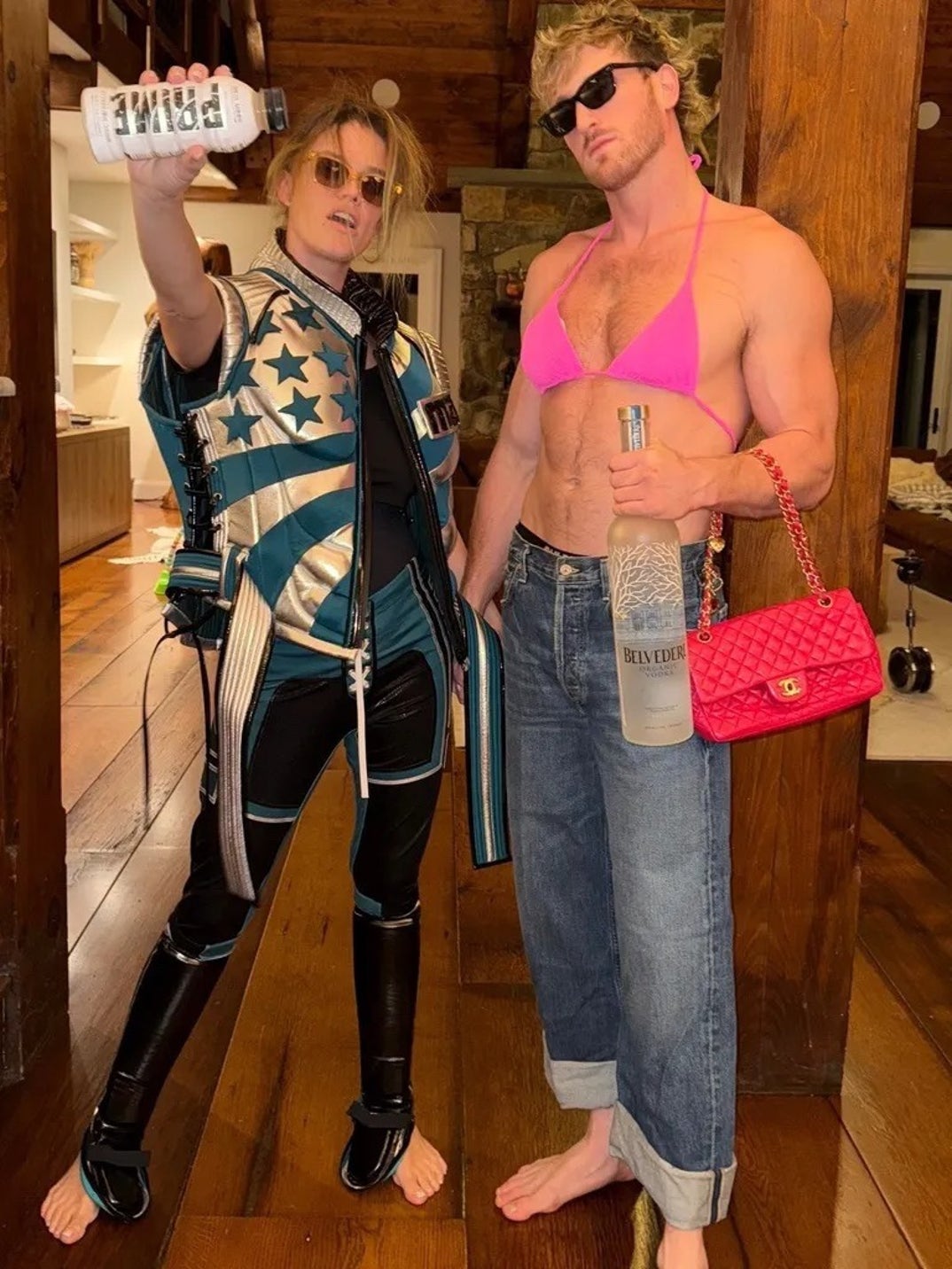 Nina Agdal and Logan Paul as each other