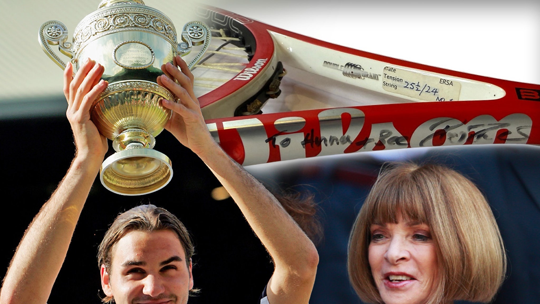 Roger Federer’s 2004 Wimbledon Racket, Signed For Anna Wintour, Hits Auction