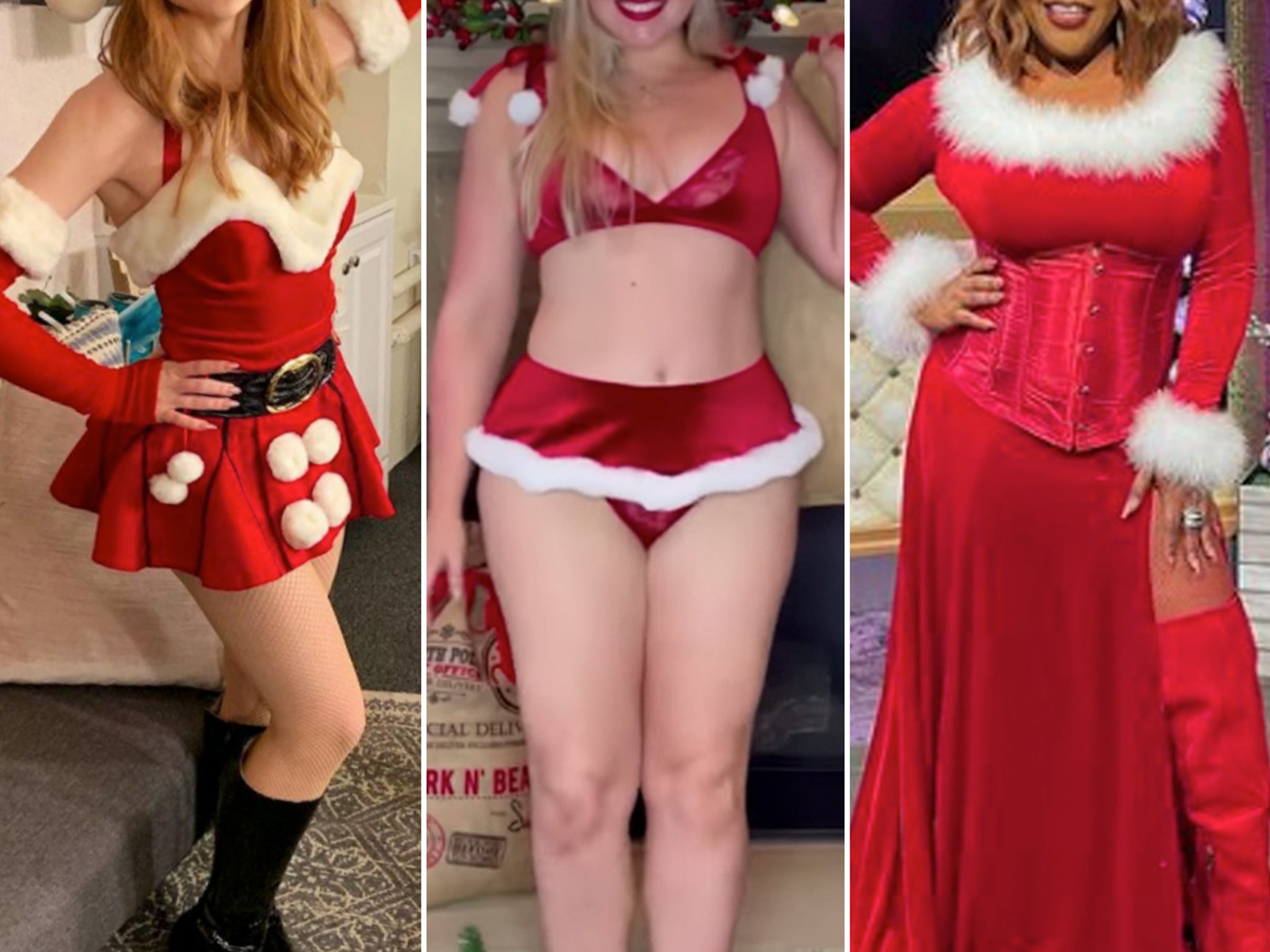 Sexy Christmas Lingerie Pink Santa Claus Costumes for Women