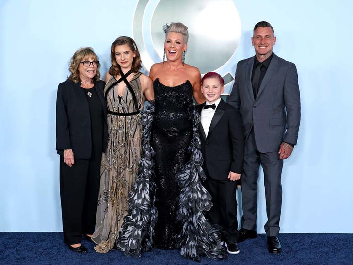 Pink Walks Tony Awards Carpet With Carey Hart and Kids