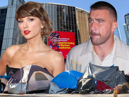 taylor swift and travis kelce homeless msg getty 2