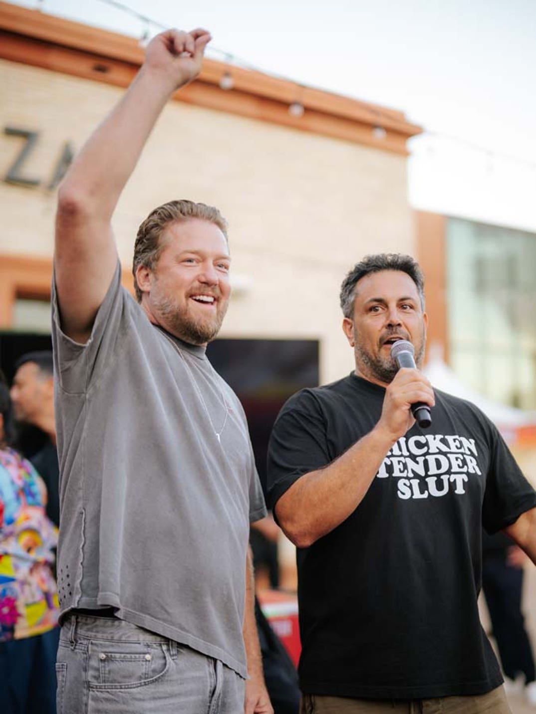 Chef Tim Hollingsworth and Tender Fest Co-Founder Lawrence Longo - Tim became the first member of the Chicken Tender Hall of Fame after winning  3 out of 4 years in the con-tender competition