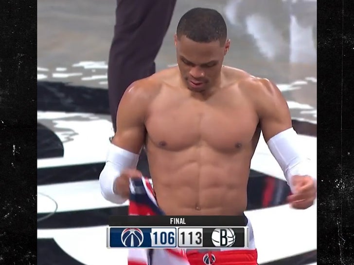 Russell Westbrook Gives Jersey Off to Michael B. Insane Abs
