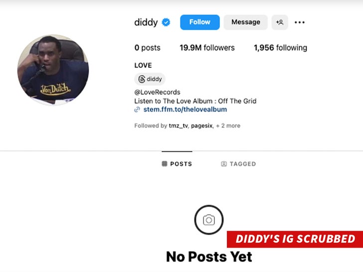 diddy instagram scrubbed