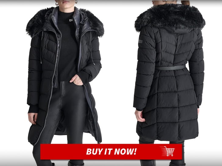 DKNY-Women's-Bib-Front-Faux-Fur-Trim-Hooded-Long-MAIN