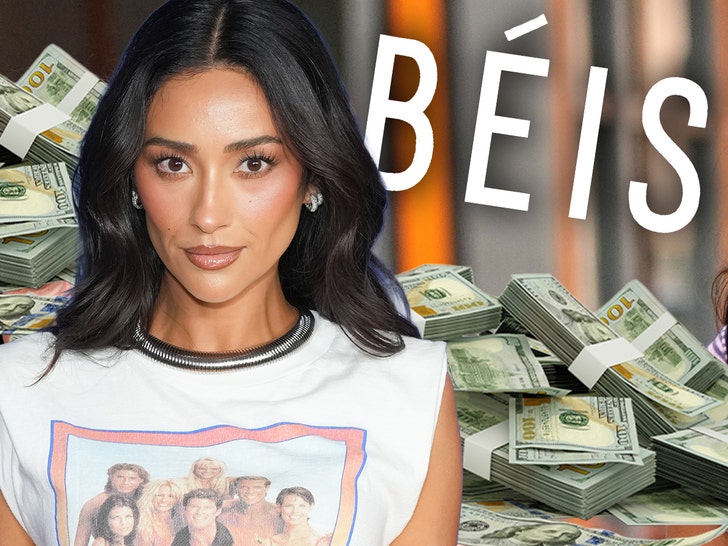 Shay Mitchell with the BÉIS Getty Composite