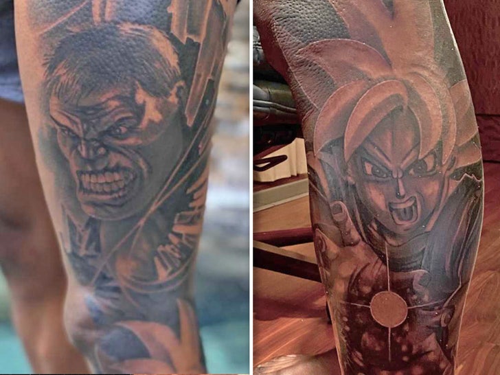 Dallas Cowboys' Tony Pollard gets an incredible full leg tattoo sleeve of  cartoon characters | Daily Mail Online