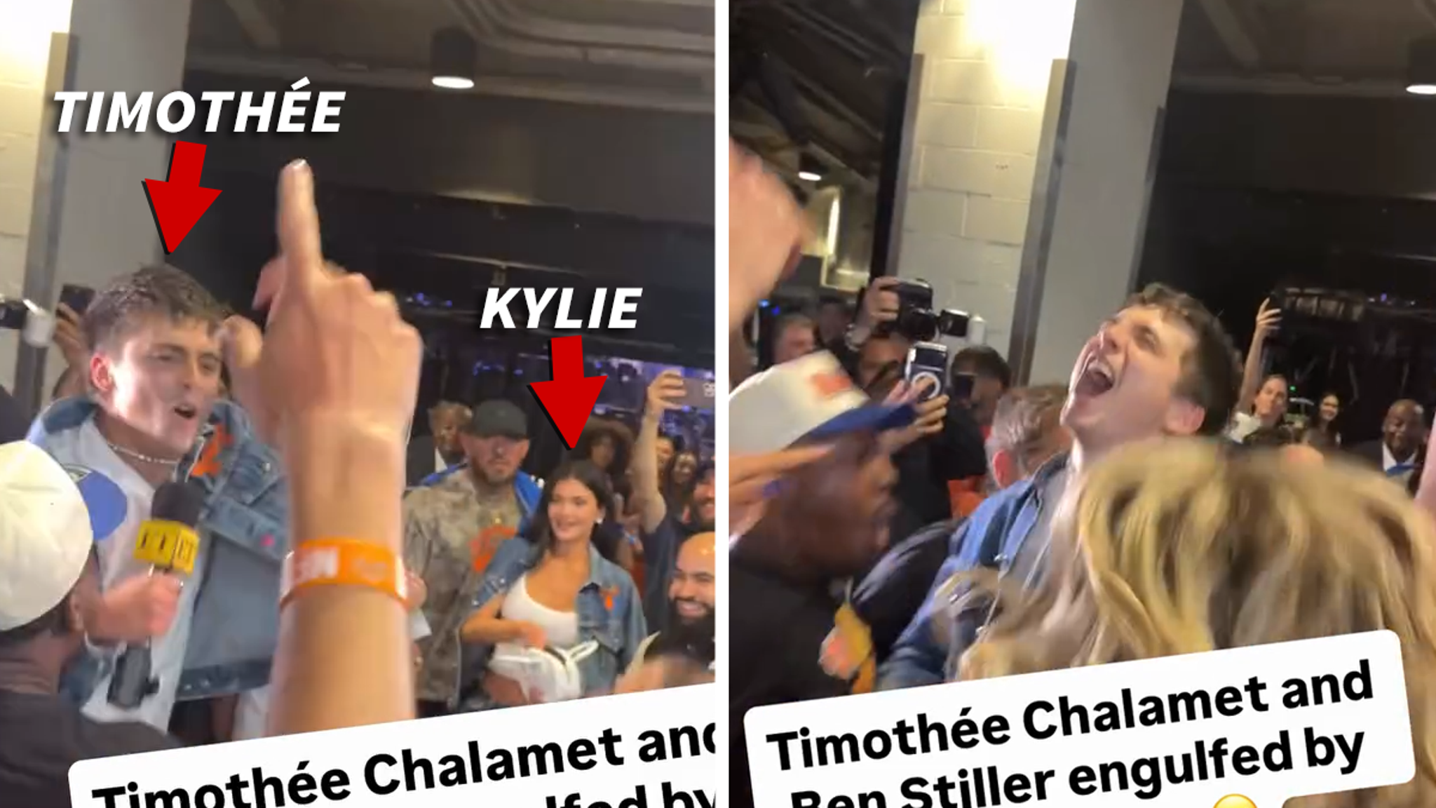 Timothée Chalamet, Ben Stiller Mobbed Following Knicks' Epic Comeback