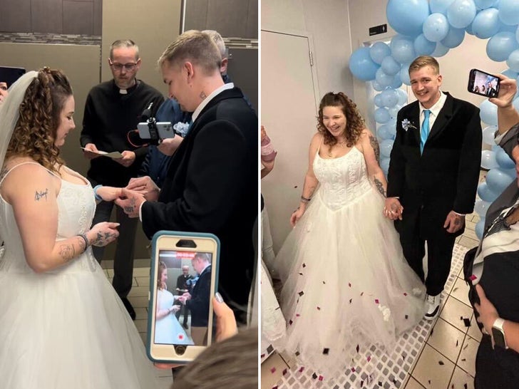 Tiana and Logen Abney's Gas Station Bathroom Wedding Photos