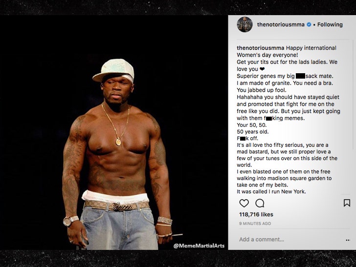 Conor McGregor Claps Back at 50 Cent, You're Old & Have Man Boobs!