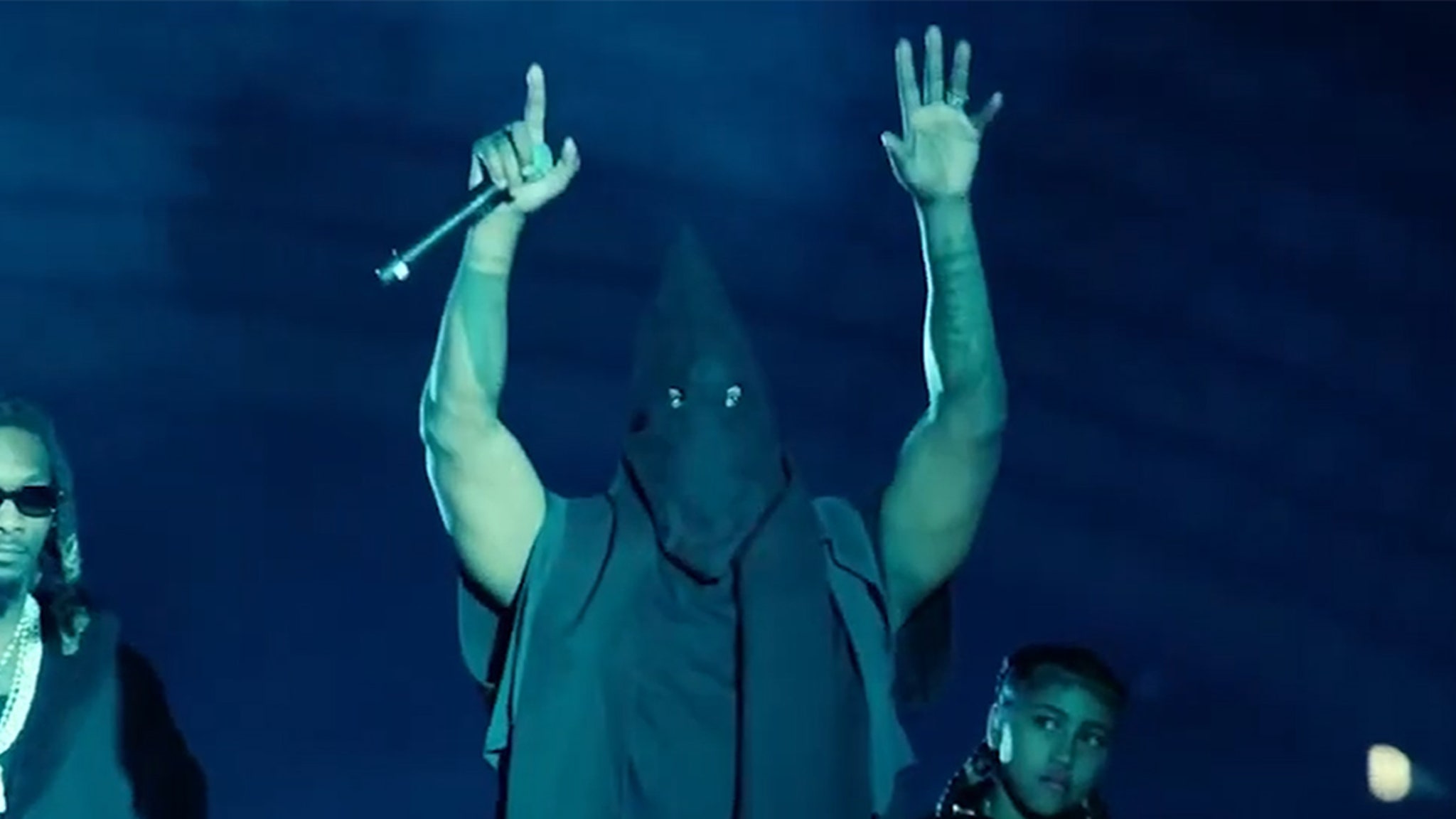 Kanye West Wears KKK Style Black Hood At Vultures Album Listening Party